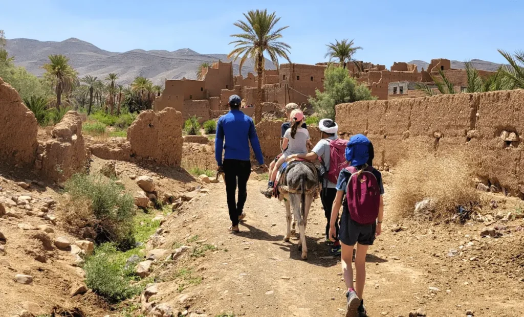 family trek in the Moroccan High Atlas