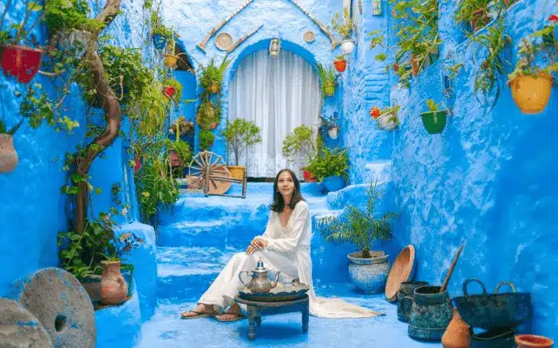 Chefchaouen blue medina during a Morocco imperial cities and Middle Atlas trek