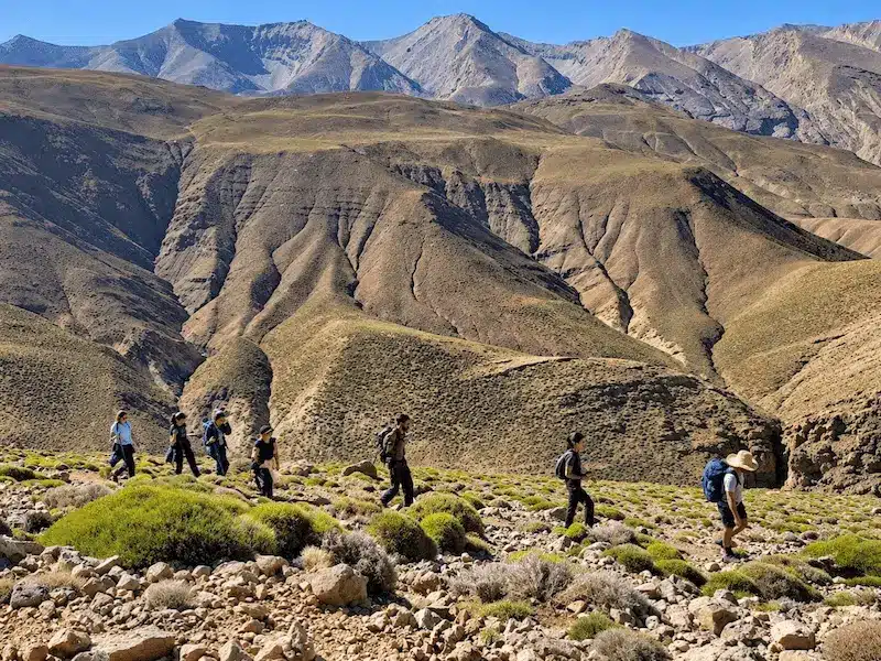 Belle vue sur la crête du Massif M'goun en randonnée M'goun et désert